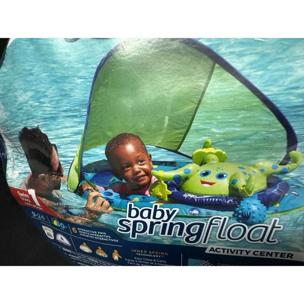 SwimWays Inflatable Baby Spring Float Activity Center with Canopy Octopus